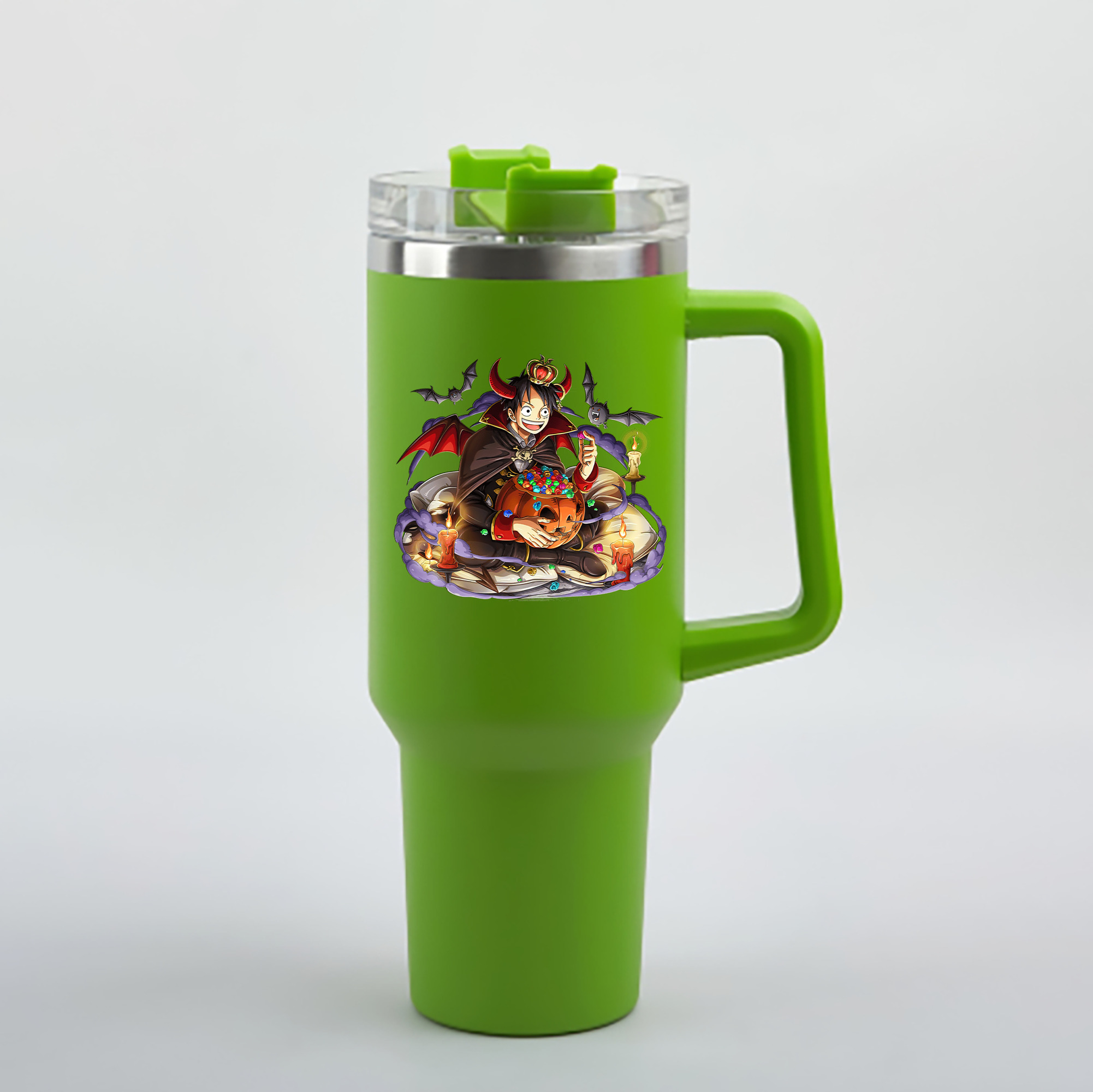 ワンピース モンキー・D・ルフィ ONE PIECE Monkey D. Luffy 1200mL車用タンブラー - クリスタルステッカー（プラスチックストロー付き）